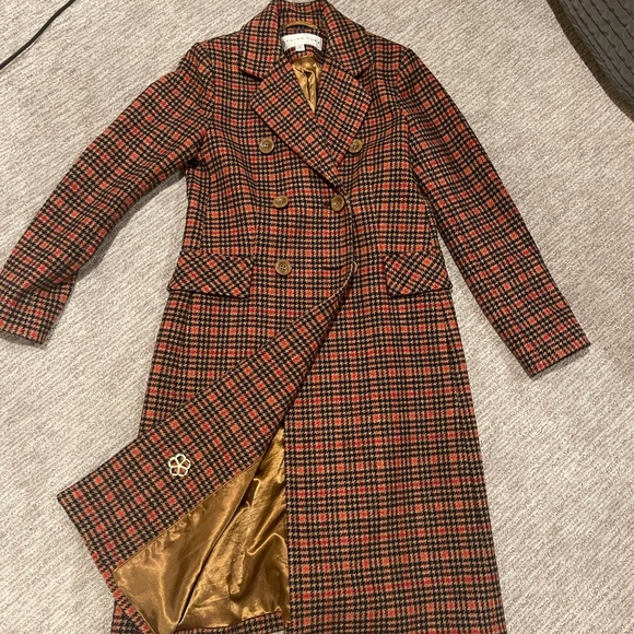 Trina Turk Avery Plaid Print Double Breasted Coat - Picture 6 of 7